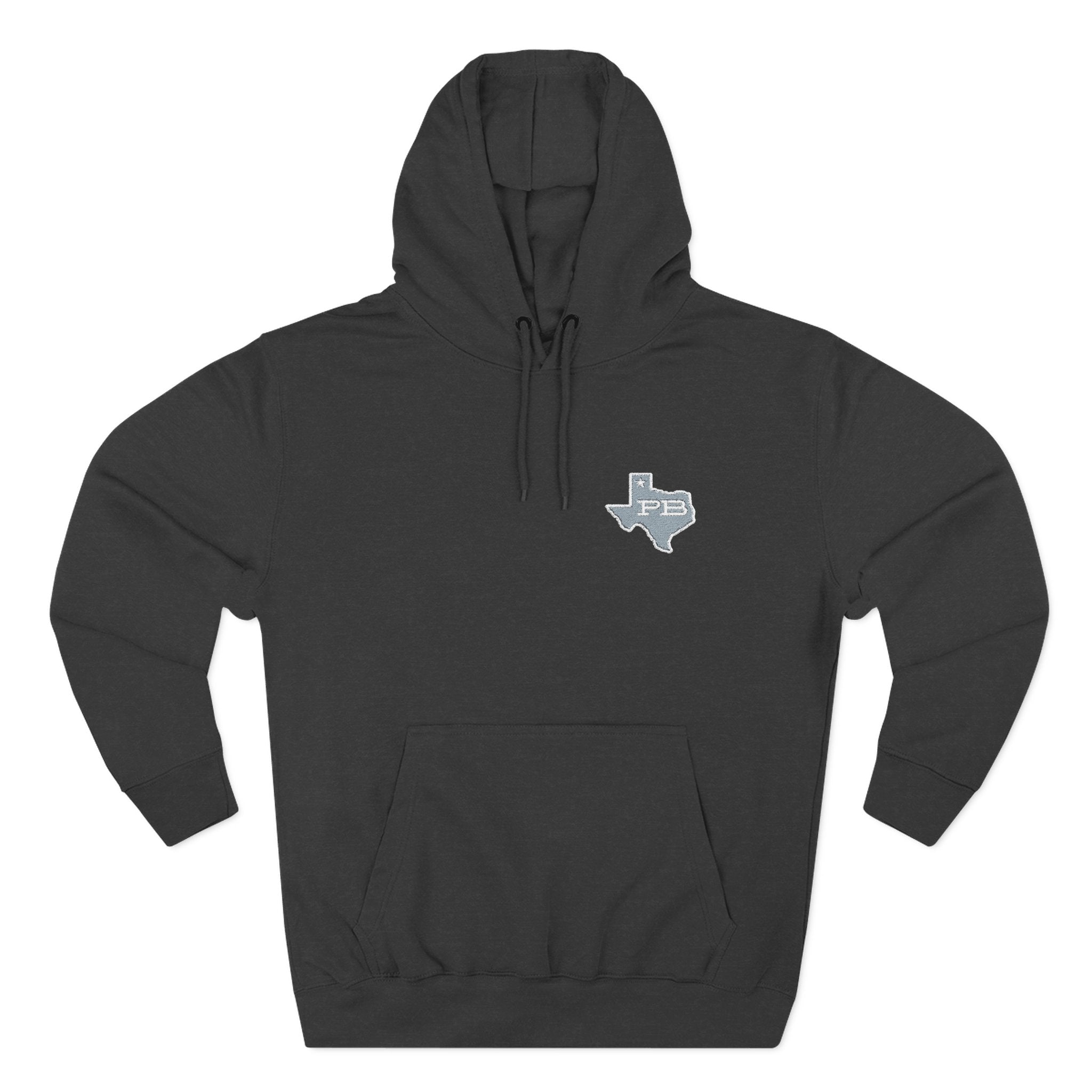 PB Texas Heart Outline Hoodie — Minimal State Pride Pullover