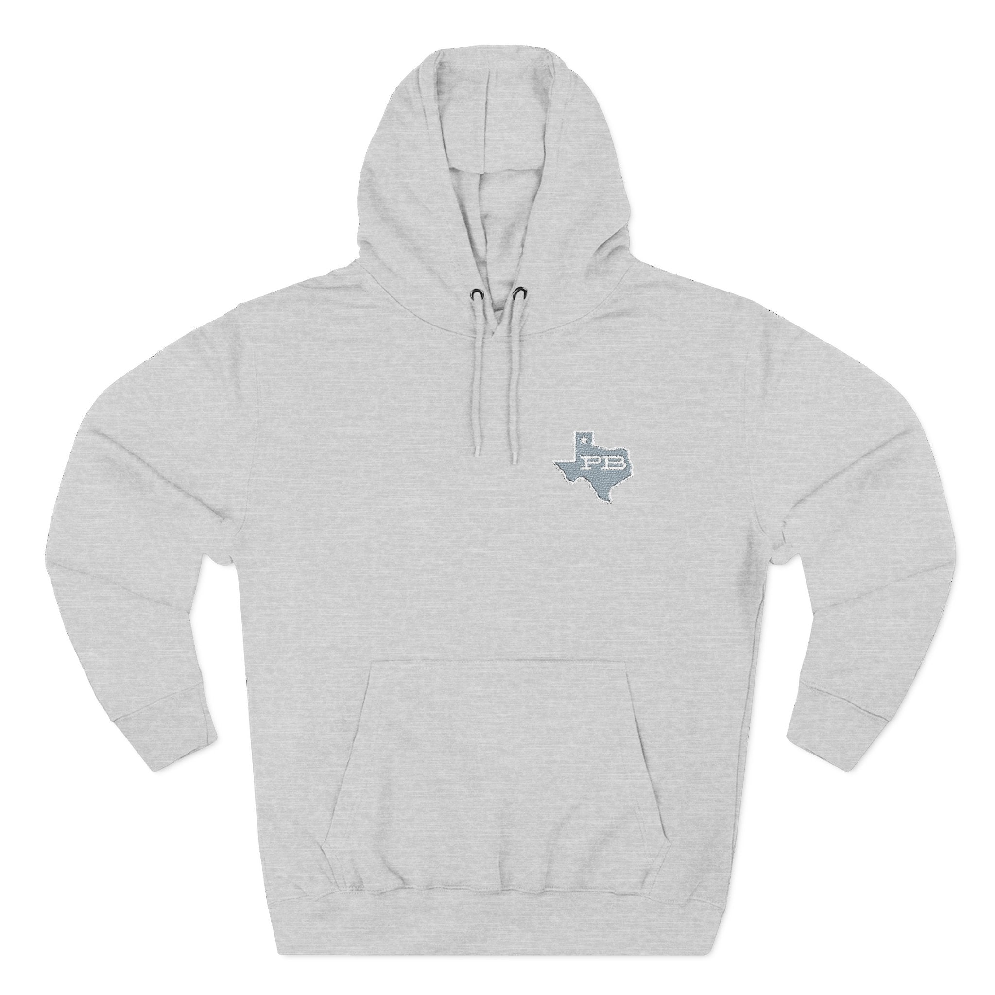 PB Texas Heart Outline Hoodie — Minimal State Pride Pullover